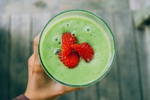 green smoothie with strawberry